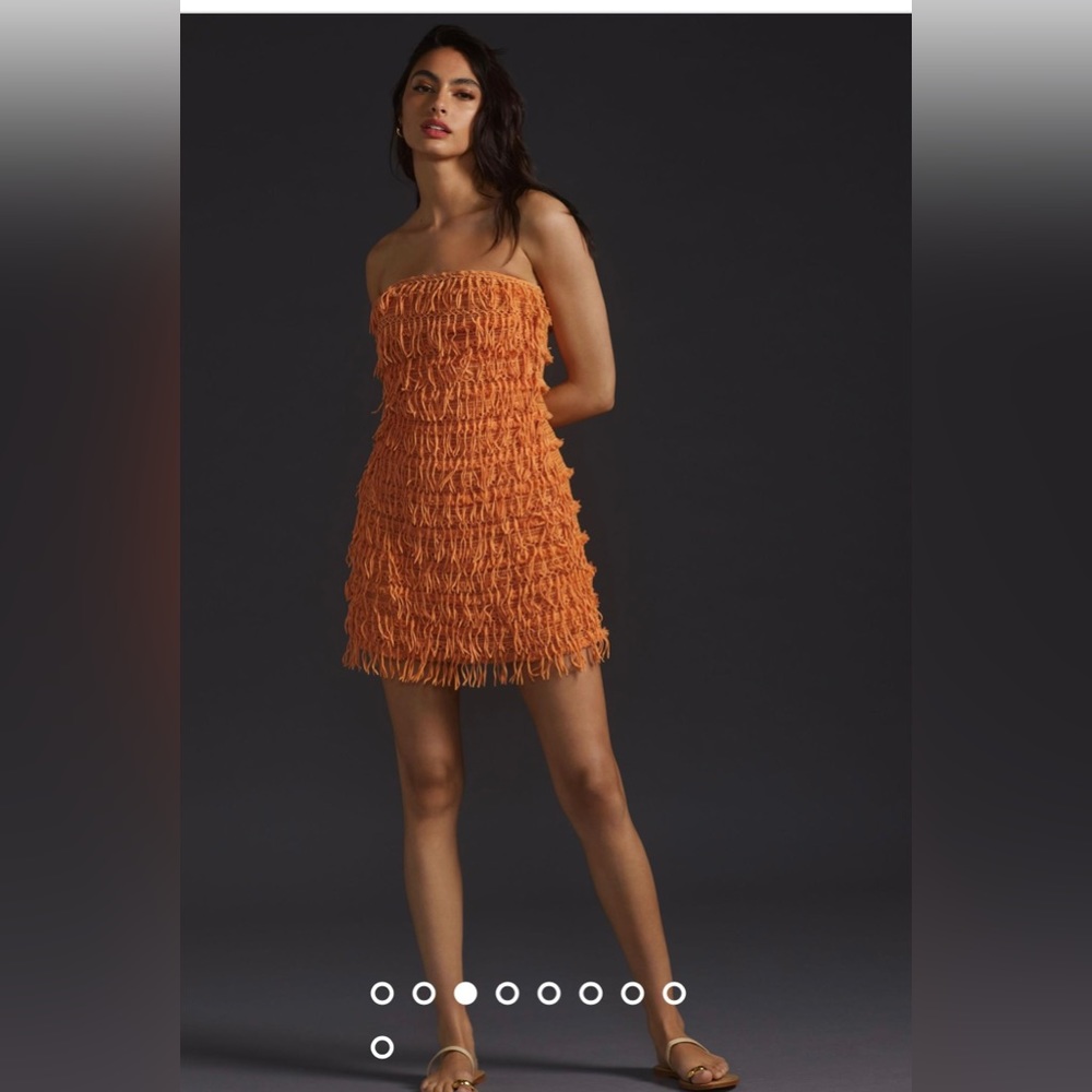 Anthropologie Let Me Be Fringed Tube Mini Dress